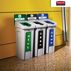 Estación de reciclaje 3 divisiones Slim Jim Rubbermaid 23 Gal