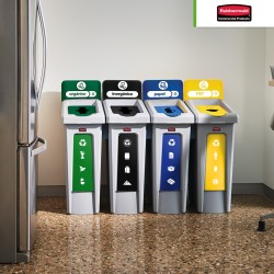 Estación de reciclaje 4 divisiones Slim Jim Rubbermaid 23 Gal