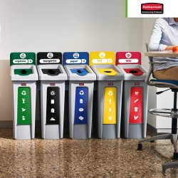 Estación de reciclaje 5 divisiones Slim Jim Rubbermaid 23 Gal