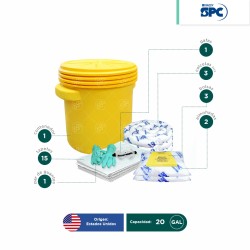 Kit antiderrames para aceite y derivados del petróleo SPC 20 Gal | absorción 17 Gal