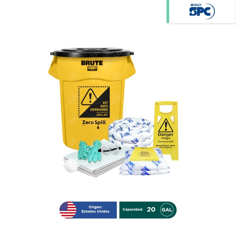 Kit antiderrames para aceite y derivados del petróleo SPC 20 Gal | absorción 16 Gal