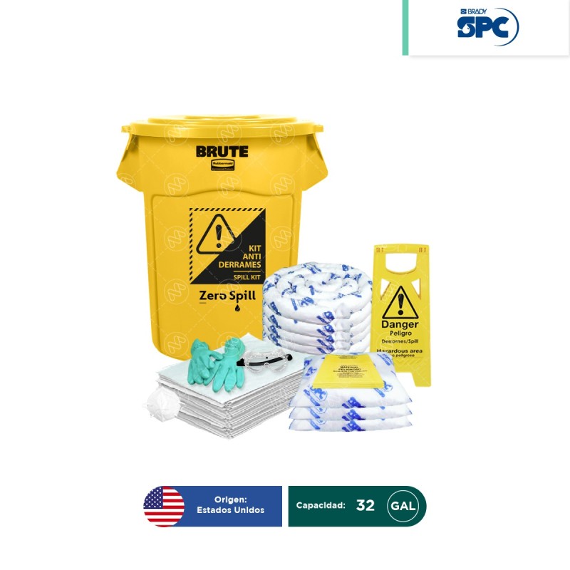 Kit antiderrames para aceite y derivados del petróleo SPC 32 Gal | absorción 31 Gal