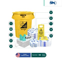 Kit antiderrames para aceite y derivados del petróleo SPC 50 Gal | absorción 44 Gal