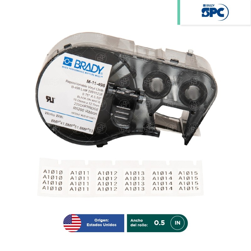 Etiquetas de tela de vinilo reposicionable para impresoras BMP41, BMP51, M511 SPC