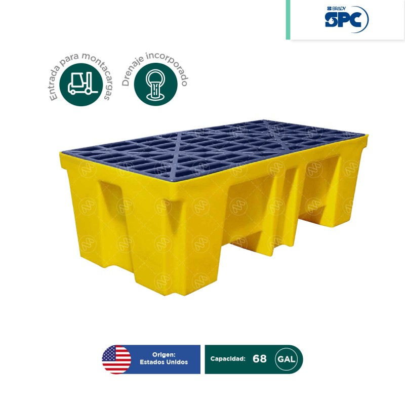 Tarima antiderrames 2 tambos SPC