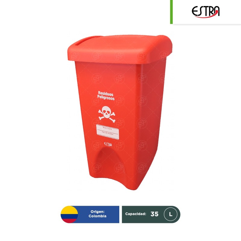 Bote de basura tapa vaivén Estra RPBI Calavera 35 L