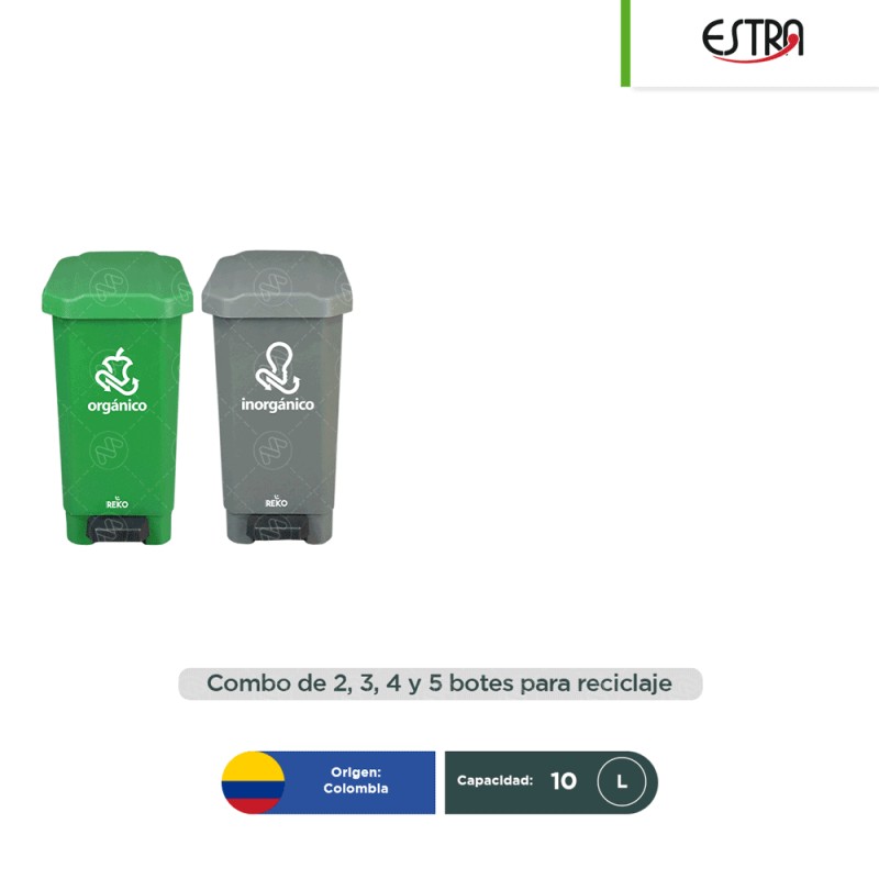 Combo ecológico Estrabins botes con pedal 10 L