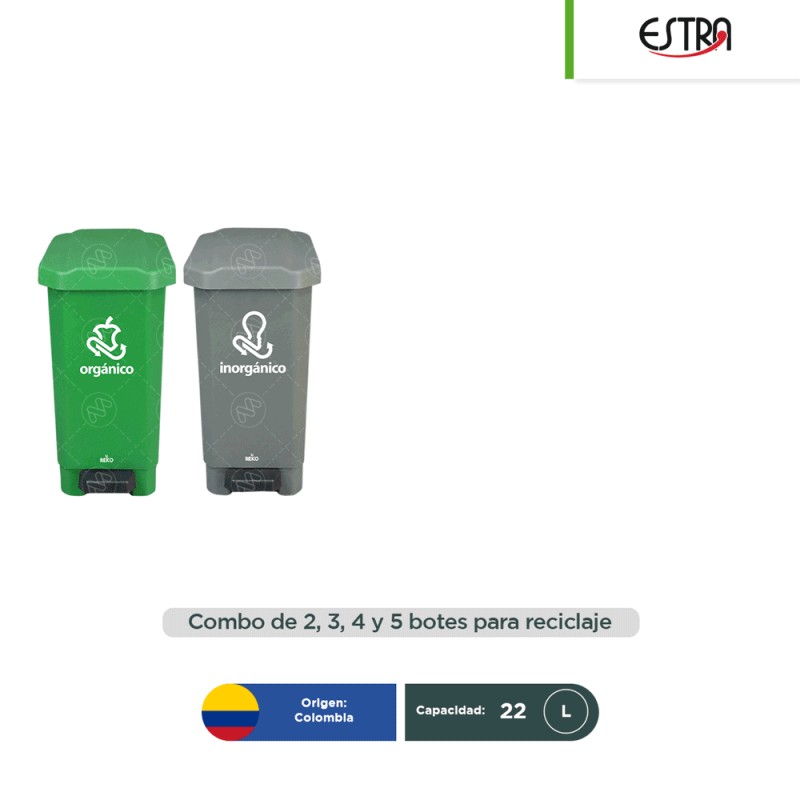 Combo ecológico Estrabins botes con pedal 22 L