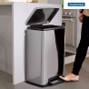 Bote de basura rectangular acero inoxidable con pedal Tramontina 50 L
