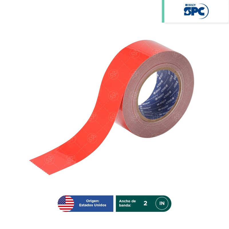 Cinta de seguridad de poliéster sólido Roja ToughStripe SPC 2?x100?