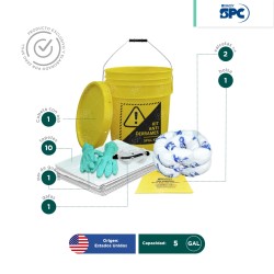 Kit antiderrames para aceite y derivados del petróleo SPC 5 Gal | absorción 5 Gal
