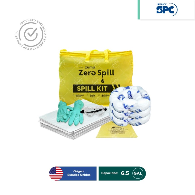 Kit antiderrames portátil para aceite y derivados del petróleo SPC 6.5 Gal | absorción 6 Gal