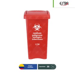 Combo bote de basura tapa vaivén Estra RPBI 35 L + paquete con 100 bolsas RPBI
